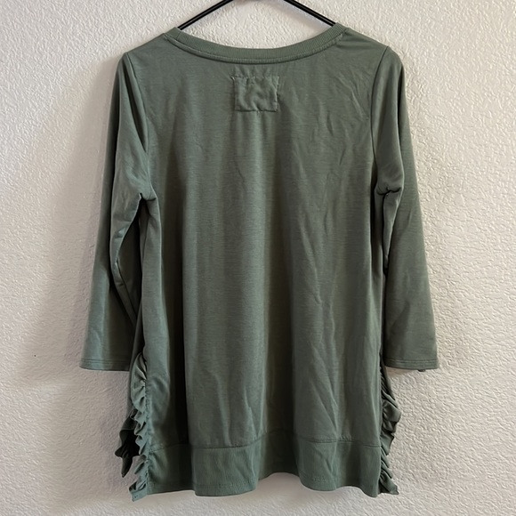 Cupio Olive Green 3/4 Length Sleeve Top Size M - Picture 3 of 4
